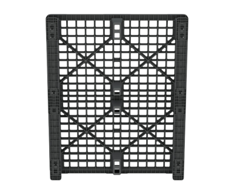 Пластиковый паллет 1200x1000x145 мм перфорированный на 2 полозьях с бортиком